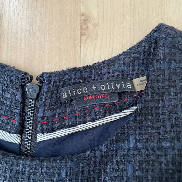 Alice + Olivia Navy Tweed Dress 2 - Picture 4 of 9